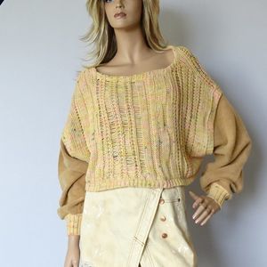 Free People Honey Cable Knit Cropped Pullover Sweater NWT XS